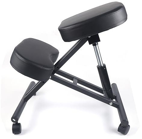 EurHomePlus Kniestuhl Ergonomischer Kniestuhl, Dicke Bequeme Schaumstoffpolster - Bremsrollen, Verstellbarer Kniehocker Haltungskorrekturstuhl Orthopädischer Kniestuhl für Zuhause und Büro