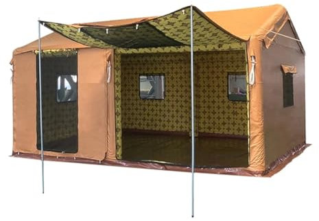 BOBVB Large Outdoor Inflatable Camping Tent with Canopy, Air Pump, 8-12 Person Waterproof Glamping Tents Easy Setup Waterproof House Luxury Cabin Tent for Fishing, Camping & Hiking (3m x 6m)