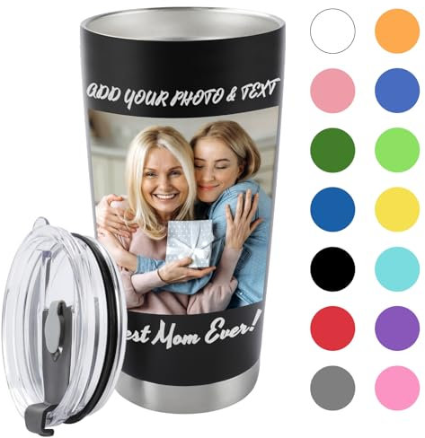 GifXify Personalisierter Thermobecher 590ml – Isolierbecher aus Edelstahl mit Deckel – Text & Foto personalisierbar – Kaffeebecher to Go – Geschenk für Männer & Frauen – Thermobecher Personalisiert