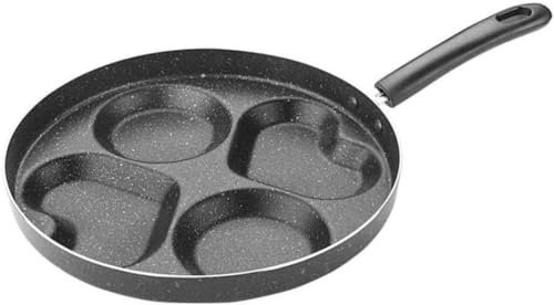 LRTYZBD Poêle à crêpes anti-adhésive en forme de cœur avec creux – Poêle à œufs au plat – Poêle à frire pour crêpes – Poignée antiadhésive, parfaite pour la cuisson des crêpes et des œufs – 24 cm