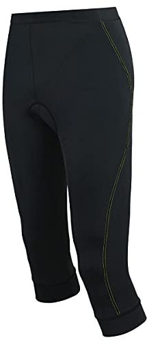 Airtracks Damen Fahrradhose 3/4 Lang Comfort Line - Radhose - 3/4 Radlerhose - 3D Coolmax gepolstert - Atmungsaktiv - UV Schutz - Reflektoren- schwarz-neon - XXL