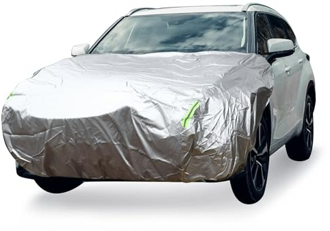 A ABSOPRO Funda De Coche Delantera Impermeable 210X110cm Funda Exterior Para Coche 210D Tono Plateado