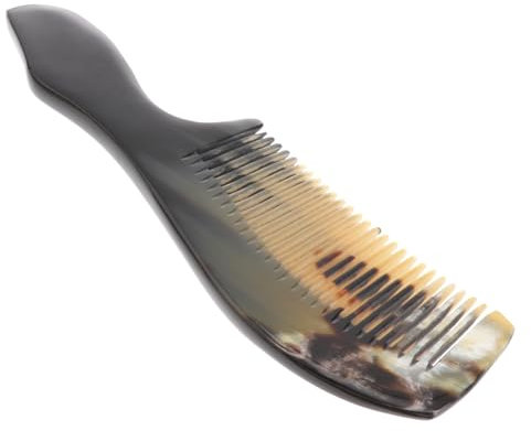 MERRYHAPY Premium Ox Horn Haarkamm Schwarz Antistatisch Massagekamm Mit Ergonomischem Griff Glatte Oberfläche Geeignet Für Feines Haar Tragbarer Handgefertigter Haarkamm Zur Haarpflege