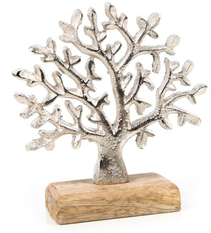 Logbuch-Verlag Skulptur Silber Holz – Deko Wohnzimmer | Tisch Fenster feines Detail Brautstrauß Hochzeitstafel