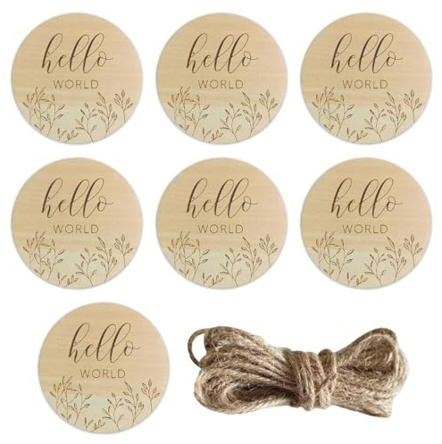 7 Piezas De Tarjetas De Hitos Para Bebés, 1 Pieza De Cordel, Astillas De Madera Para Accesorios De Bebé, Letreros De Madera Para Bebés, Astillas De Madera Para Registrar El Crecimiento Del Bebé