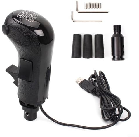 USB Gaming Schaltknauf 18 Gang Schaltsimulator Kompatibel mit Logitech G25 G27 G29 Racing Shifter PC Schaltknauf mit Hoch/Niedrig Gangschalter Schwarz