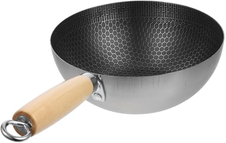 Cabilock 20cm Stainless Steel Honeycomb Frying Pan Wok Stir-Fry Pan for Gas Stove Kitchen Cookware Everyday Cooking