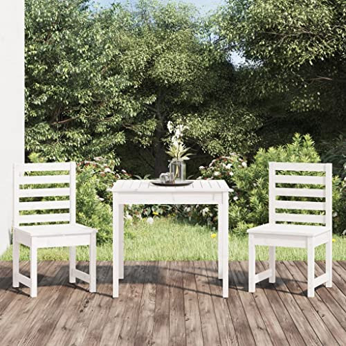 KTHLBRH 3-TLG. Garten-Bistro-Set Weiß Massivholz Kiefer Balkonmöbel-Sets Outdoor-Möbel-Sets Gartenmöbel-Sets Terrassenmöbel-Sets für Terrasse, Garten, Balkon