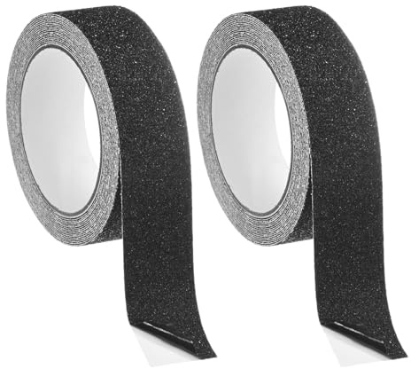 M METERXITY 2-Pack Cinta Antideslizante, 1.4 Pulgada x 16.4 Pies/35mm x 5m Cinta De Tracción Anti Resbalones Para Escaleras/Exterior, Cinta Adhesiva Antideslizante Para Peldaños [Negro]