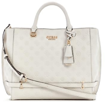 GUESS Zarela Girlfriend Tote Cream White Logo