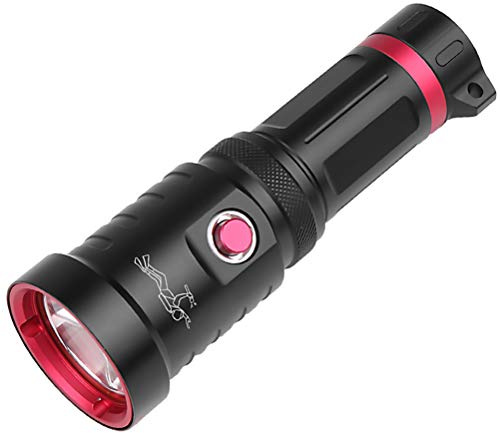 HOMSFOU Professionelle Taucher Taschenlampe Xhp70 D60 1500lm, Ipx8 | Aluminiumlegierung, Druckschalter mit 3 Einstellungen, 25m Druckbeständigkeit, 270g Zufälliger Stil