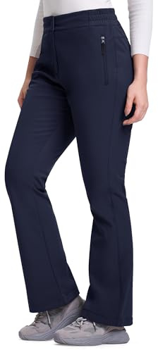 33,000ft Pantalon softshell pour femme - Imperméable - Coupe-vent - Doublure chaude - Pantalon de ski - Pantalon de trekking - Respirant - Pantalon thermique, bleu foncé, 36W / 29L