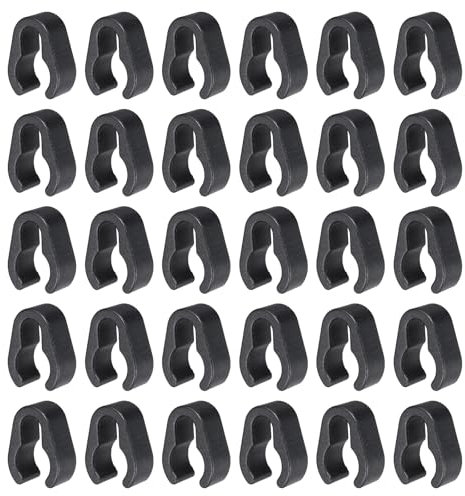 sourcing map 30Pcs 14mm Microphone Cable Clips Universal Microphone Stand Cable Clips Flexible Plastic Mount Clamp for Instrument Accessories