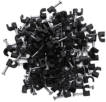NUOBESTY 100 Piezas Tarjeta De Alambre Grapas Para Cables Clips Organizadores De Cables Clips De Alambre De Cables Clips De Alambre De Pared Fijación Clips De Telefono Black