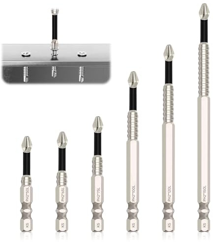 Set di 6 Inserti per Avvitatore a Croce, Punte per Cacciavite Magnetico da 50 65 75 100 120 150mm, 1/4 Gambo Esagonale, Bit di Cacciaviti con Punta a Croce Antiscivolo per Trapani Elettrici