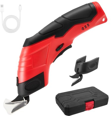 Elektrische Schere, 4V Kabelloser Akku-Universalschneider, Elektrische Papierschere Schneidet Bis Zu 6mm Dick Mit 2 Schneidklingen Für Handwerk, Teppich, Leder, Kunststoff, Pappe, Nähen, Basteln