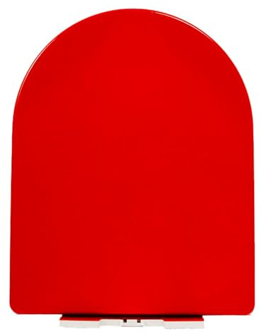 Brigtviee WC Sitz Toilettendeckel aus PP, Klodeckel Toilettensitz mit Absenkautomatik und Schnellverschluss, Leicht zu Reinigen, D/U Form WC Deckel, Toilettenbrille,Rot,36x44.5cm