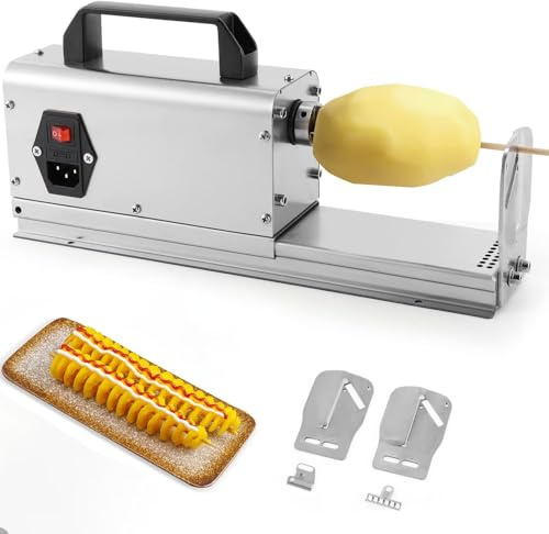 Electric Tornado Potato Slicer, 3-in-1 Commercial Machine for Curly Fries, Cuts Potatoes, Carrots, Apples with 200RPM Speed
