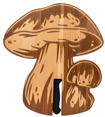 ERNESTINE - Planche à découper Champignons en bois de hêtre - Planche apéro en forme de Champignon - Idée cadeau chasse Homme - cadeau anniversaire homme - Planches à découper en forme de champignon