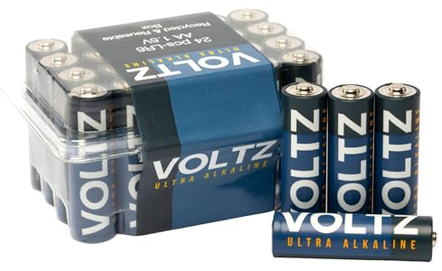 VOLTZ Paquete de 24 Pilas Ultra Alcalinas AA No Recargables - 1,5V, LR6 para Uso Diario - Pack de 24 AA