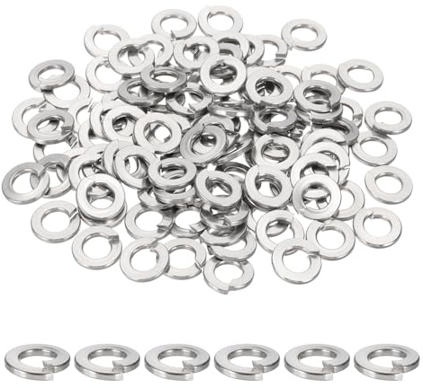 QUARKZMAN Arandela De Seguridad De Resorte 1/4, Arandelas De Seguridad Partidas De Acero Inoxidable 304 Para Tornillos Pernos Automóviles Maquinaria De Construcción Plateado Paquete De 100