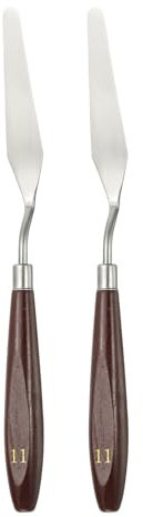 QUARKZMAN 2Pcs Couteau À Spatule Outil De Peinture 3.31 X 0.71 Spatule En Acier Inox Couteaux À Spatule Grattoirs Outils Avec Manche En Hêtre Pour Acrylique Mélange Étendage Rouge/Argent
