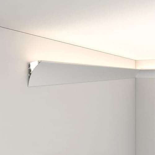 Moulure de Couronne de Canal LED en Aluminium, plinthe à éclairage indirect Facile à Installer (Bande LED Non Incluse)(1.2 m/3.9 ft)