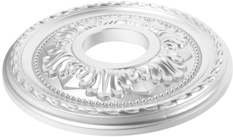 NUOBESTY Pu Deckenmedaillon Rund Klein Silber Deckenrosette aus Pvc Pu Strapazierfähig Vielseitig für Zuhause Büro Moderne Montageplatte für Kronleuchter