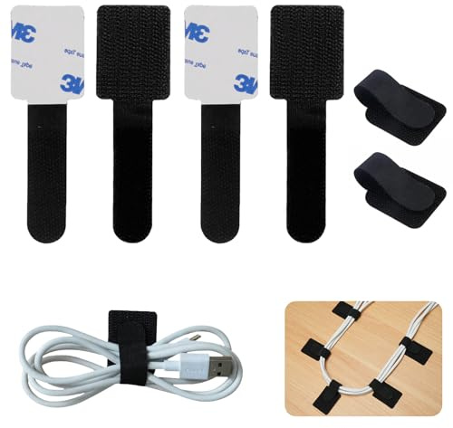 50Pcs Cable Management Under Desk 3M Self Adhesive Hook-and-Loop Cable Ties Adjustable Reusable Cord Tidy Wire Management Multi Purpose Organizer for Home Office School Desk Wire Management
