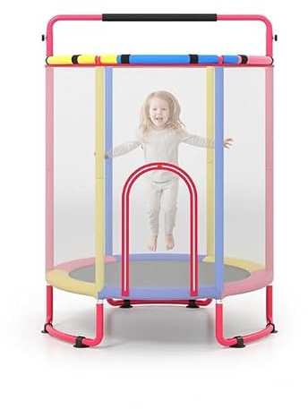GOPLUS Kindertrampolin Ø 154 cm mit Sicherheitsnetz & Randabdeckung (Bunt)
