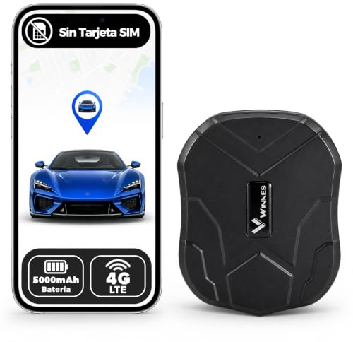 WINNES Localizador GPS para Coche 4G Magnético, Batería de 5000 mAh | Sin Tarjeta SIM, Seguimiento Global, Seguimiento en Tiempo Real, Historial de Rutas, Geocercas, Ubicación desde App y Web
