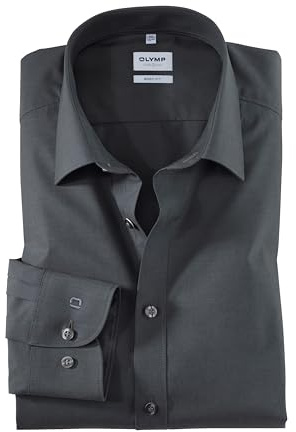OLYMP Level Five body fit Hemd Langarm mit New Kent Kragen- Gr. 44, Anthrazit