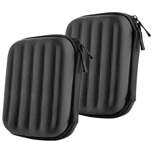 Geekria Shield Hard Shell Case for In-Ear Headphones, Earphone Carrying Case with Cable Storage, Portable Travel Case Compatible with JVC, JBL, Bose, HiFiMAN, Shure Earphones (2-Pack, Black)