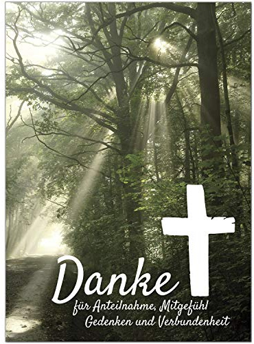 Einladungskarten Manufaktur Hamburg Trauer Danksagungskarten mit Umschlag | Motiv: Lichtung Wald, 10 Stück | Dankeskarten Din A6 Set | Trauerkarten Danksagung Danke sagen
