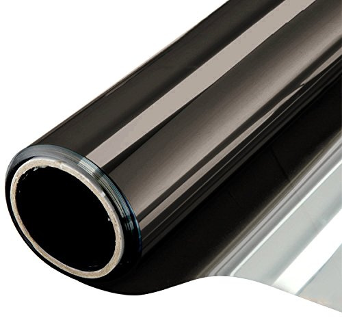 WPCTEV One Way Mirror Window Film Daytime Privacy Heat Control Film Solar Film Non-Adhesive Window Tint for Home and Office Black & Silver 6 Mil 23.6 Inch x 13.1 Feet