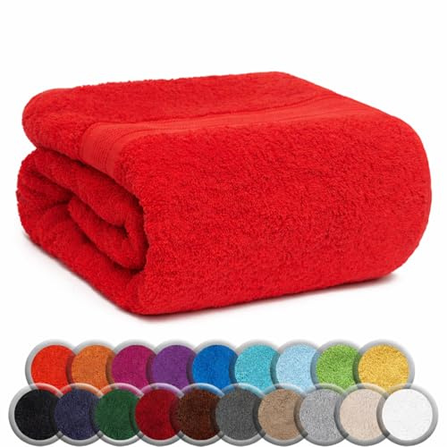 NatureMark SAUNATUCH/Badetuch – Premium Qualität 80x200cm – Sauna-Handtuch 100% Baumwolle – Farbe: Rot