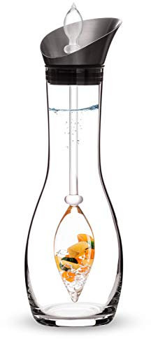 VitaJuwel Era HAPPINESS | Caraffa per acqua con cristallo con corniola, giada, calcite arancione e quarzo trasparente