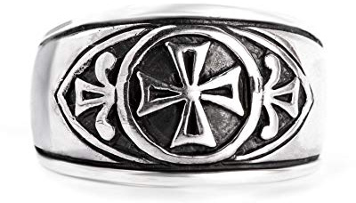 Windalf Mittelalter Statement-Ring ISIAS 12 mm Mediaval Siegelring der Tempelritter 925 Sterlingsilber