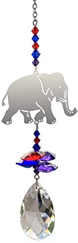 Wild Things Crystal Fantasies Indian Elephant Design Suncatcher - Mirror and Swarovski Crystal Hanging Rainbow Maker