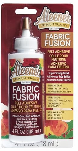 Aleene's Fabric Fusion Filz Textilkleber Waschmaschinenfest - 118 ml Starker, Ungiftiger Bastelkleber – Transparenter Stoffkleber - DIY Superkleber und Rhinestone Glue, 4OZ