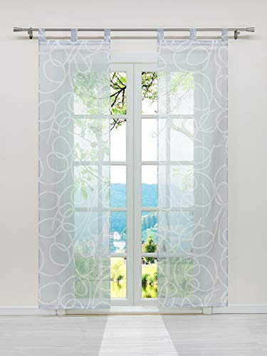 ESLIR Schiebegardinen Voile Flächenvorhänge Transparente Schiebevorhang Set 2er Gardinen mit Schlaufen Vorhang mit unregelmäßigen Kreis-Design Grau BxH 57x145cm 2 Stück