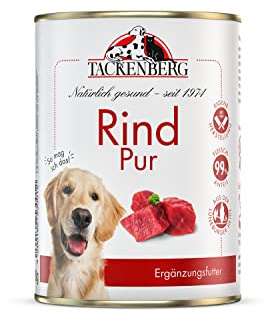 TACKENBERG 6 x 400 g (2,4 kg) Rind Pur Nassfutter Dose für Hunde - Hundefutter in Premiumqualität - natürlich getreidefrei