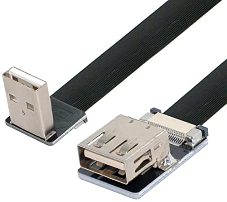chenyang USB 2.0 Flachkabel, USB 2.0 Stecker auf Buchse 90 Grad nach unten abgewinkelt Ribbon Flex Datenübertragung Lade Verlängerungskabel Adapter 1.0M