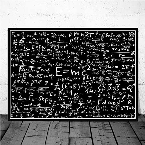 Yinaa Physik Formel auf Tafel Relativität Poster Math Wandkunst Leinwand Gemälde für Schulzimmer Wanddekoration Bild 50 x 70 cm x 1 Stück rahmenlos