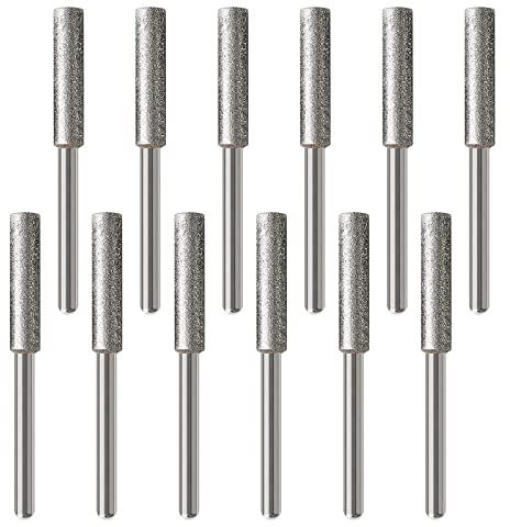 VGOL 12 STÜCKE 4,0 mm Diamant Kettensägenschärfer Grat Schleifstein Feile Schärfen Polieren Schleifwerkzeug für Kettensägenschleifer oder andere rotierende Werkzeuge