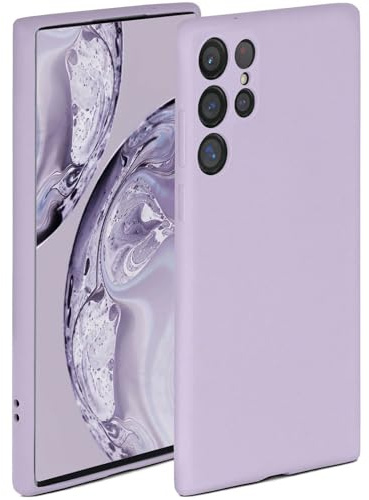 ONEFLOW Funda Blanda Compatible con Samsung Galaxy S22 Ultra de Silicona, Borde Elevado para Protector de Pantalla, Doble Capa, Suave, Color Lila Mate