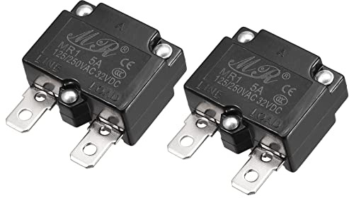 sourcing map Protezione da sovraccarico 5 A AC125/250 V DC32 V interruttore automatico di reset termico, 2 pezzi
