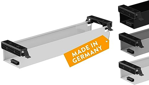 boho office® Kabelkanal Schreibtisch Kabelmanagement Kabelbox - beidseitig klappbare Kabelwanne inkl. Zubehör - Cable Organizer Desk Kabelmanagement durch Kabelschacht - Weiß 57 cm