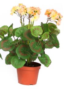 SMPLY. Planta Artificial Geranio de Plástico - Ideal para la Decoración del Hogar para Exterior e Interior - Resistente a los Rayos UV - 40 cm