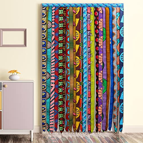 Frienda Afrikanischer Ankara Kente mehrfarbiger Türvorhang aus Seide, Sari, Hippie, Bohemian-Vorhänge, Stangentasche, Boho-Vorhänge, Dekoration, Vintage-Druckmuster, Fenstervorhänge für Wohnzimmer,